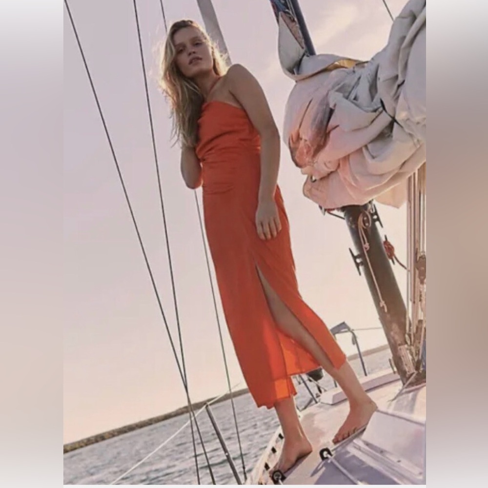 🍊 Free People Maia Midi Dress, Halter neck M NWT